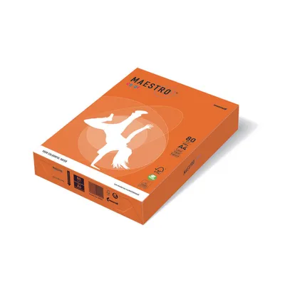 Produktbild von Kopierpapier MAESTRO Color Pastell A4 80g/m² 500 Blatt orange. Packung mit 5 Stück