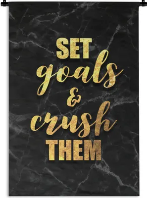 Produktbild von MuchoWow® Wandteppich Wandbehang Zitat - Motivation - Marmor - Gold 60x90 cm Tapisserie Dekoration Wandtuch - Foto-Teppich - Abwaschbar