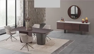 Produktbild von Moderne Esstisch-Set mit 4 Stühlen und Sideboard