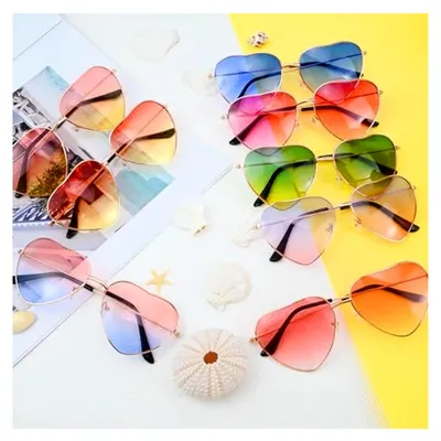 Produktbild von 8er Set Herz Sonnenbrille, Aperol Herzbrille für Partys, Retro Hippie Brillen als Kostümzubehör für 60er bis 90er Jahre, Foto Requisiten für Geburtstagsfeiern