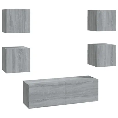 Produktbild von vidaXL TV-Wandschrank-Set Grau Sonoma Holzwerkstoff