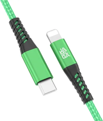 Produktbild von USB-C zu Iphone Kabel 480M 60W mit Metall Stecker in Grün 3m
