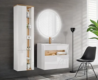 Produktbild von Badmöbel Set 3-tlg Badezimmerset VARESE Weiss inkl.Waschtisch 60cm