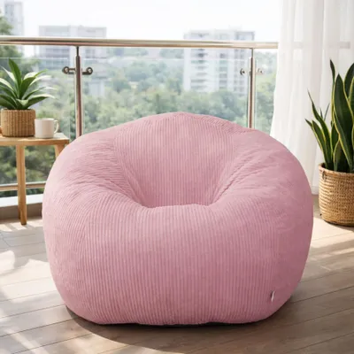 Image de Pouf surdimensionné pour adultes, rempli de blocs de mousse, énorme canapé au sol extra large et moelleux, fauteuil sans armature pour la lecture, ros