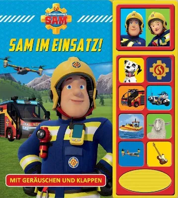 Produktbild von Feuerwehrmann Sam - Sam im Einsatz! - Klappen-Geräusche-Buch mit 10 Sounds - Pappbilderbuch