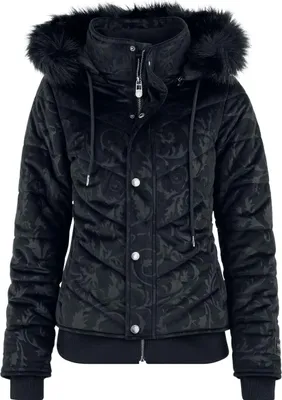 Produktbild von Black Premium by EMP Damen schwarze Winterjacke mit Kapuze XL