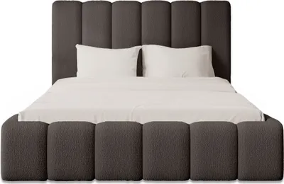 Produktbild von FEDVE Polsterbett Doppelbett Calden Schlafzimmer Bett Bettkasten 180x200 cm Dunkelbraun (Abriamo 1 - Bouclé)