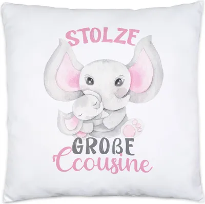 Produktbild von Stolze Große Cousine Kissen Family Familien Zusammenhalt Beschützerin Cousinen Liebe Elefanten