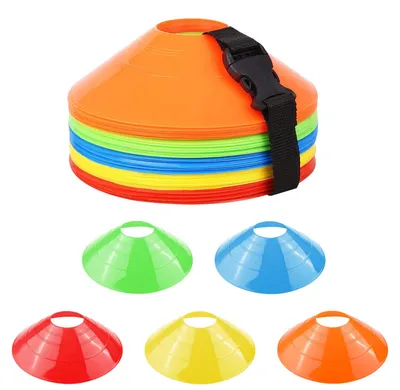 Productafbeelding van Voetbalkegelset, ronde markeringskegels voor sporttraining, 50 stuks in 5 kleuren