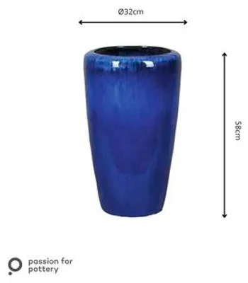 Produktbild von Pflanzvase Passion for Pottery Stockholm luxe Steinzeug Ø 32 cm H 58 cm blau