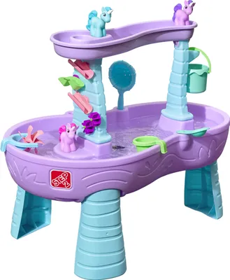 Produktbild von Step2 Rain Showers Wasserspieltisch Einhorn / Unicorn | Großer Wassertisch mit 13-teiligem Zubehörset | Garten Wasser Spieltisch für Kinder in