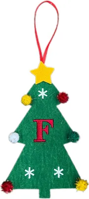 Produktbild von Weihnachtsbaum-Anhänger-Ornament mit Schlüsselband, 26 Buchstaben-Design, Filzstoff, Weihnachtsdekoration zum Aufhängen am Weihnachtsbaum