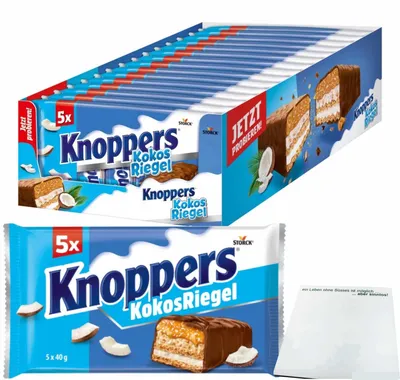 Produktbild von Knoppers Kokosriegel 5er VPE (15x200g Packung) + usy Block