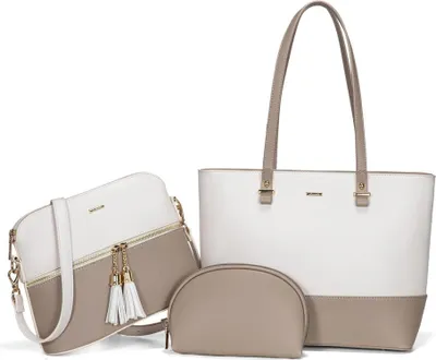 Image de Grand sac à main LOVEVOOK pour femme avec porte-monnaie - cuir synthétique - 3 pièces