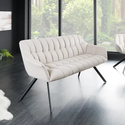 Produktbild von riess-ambiente Esszimmer Sitzbank PAPILLON 165cm champagner beige mit Lehnen schwarzes Metallgestell Dekobank Polsterbank