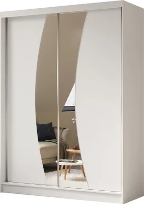 Image de BEAUTYSOFA armoire moderne avec portes coulissantes VOX 160 cm - Armoire avec miroir et portes coulissantes (blanc)