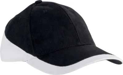 Produktbild von K-Up Uni Kappe Panel Cap Baseball Cap Combed Baseballcap Basecap, Größe:U, Farbe:Black/White