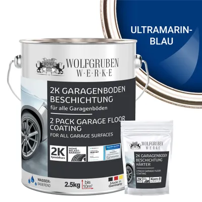 Produktbild von 2K Garagenbodenbeschichtung Garagenfarbe Garagenbodenfarbe Epoxidharz Bodenbeschichtung für Garage Werkstatt Keller - Ultramarinblau l 2,5kg