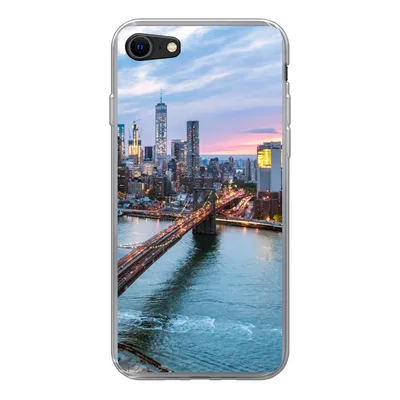 Produktbild von MuchoWow® Handyhülle Schutzhülle Hülle für iPhone 8 New Yorker Skyline an der Brooklyn Bridge Silikon Softcase Handy Hülle - Schutzhaube