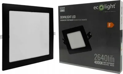 Zdjęcie produktu dla Oprawa wpuszczana kwadratowa czarna 29.5 cm wbudowany LED 24W Downlight Ecolight EC20470