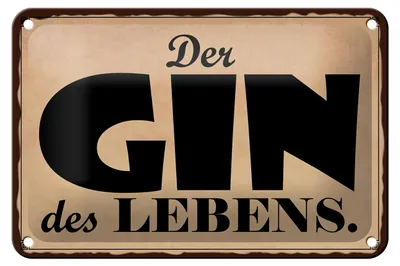 Zdjęcie produktu dla Tabliczka blaszana „Alkohol” 12 x 18 cm – „Gin życia” – tabliczka dekoracyjna