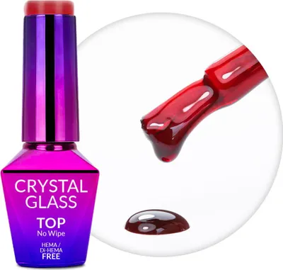 Produktbild von Farbiger Überlack ohne Abwischen, Crystal Glass Molly Nails, Rot, HEMA/Di-HEMA-frei, 10 g