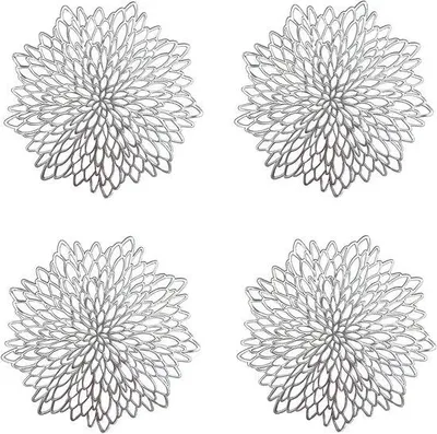 Immagine prodotto di Famanu, tovagliette rotonde, antiscivolo, lavabili e resistenti al calore - colore argento