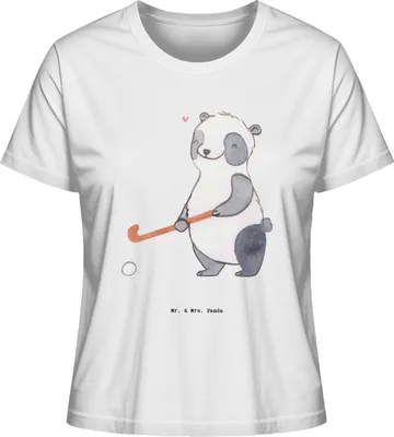 Produktbild von Mr. & Mrs. Panda Damen Basic T-Shirt Panda Hockey spielen Größe XL - Weiß - Geschenk, Kurzarmshirt, Oberteil, Feldhockey, Baumwoll, Verein, Hockeyschläger