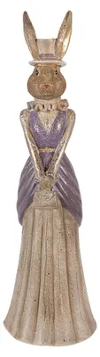 Produktbild von Clayre & Eef Dekorationsfigur Kaninchen 15x13x48 cm Goldfarbig Kunststoff