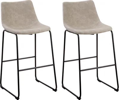 Obrázok produktu pre BELIANI Sada 2 barových stoličiek béžové látkové čalúnenie čierne kovové nohy podnožka industriálny štýl