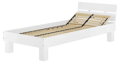 Produktbild von Massivholzbett in Überlänge 90x220 Buche Holzbett waschweiß Zubehör wählbar V-60.86-09-220WFederholzrahmen inkl.