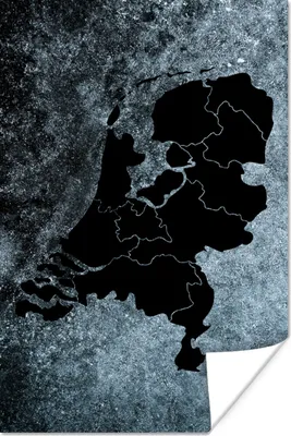 Produktbild von MuchoWow® Poster Karte - Niederlande - Grau 60x90 cm - Wanddekoration