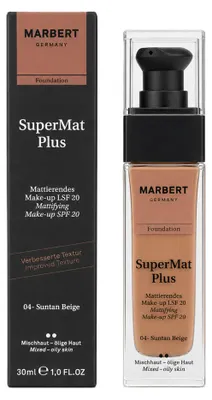 Produktbild von Marbert Fluid Face Care Foundation SuperMat Plus 04 Suntan Beige, KI-generiertes Bild