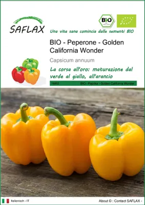 Immagine prodotto di SAFLAX  -- Peperone - Golden California Wonder - 20 semi - Capsicum