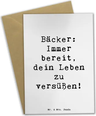 Produktbild von Mr. & Mrs. Panda babykarte Spruch Bäcker Freude - Weiß - Geschenk, osterkarte, Wertschätzung, Berufsgestaltung, Sorgfalt, Geschenke für Berufstätige, Klappkarte, Backen