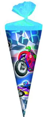 Produktbild von Schultüte / Zuckertüte / Länge: 25cm / rund / "Motorrad"