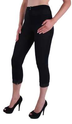 Produktbild von Chloe Damen Leggins Treggings Capri Seide Schwarz Gr. XS