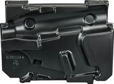 A black plastic insert for packaging.