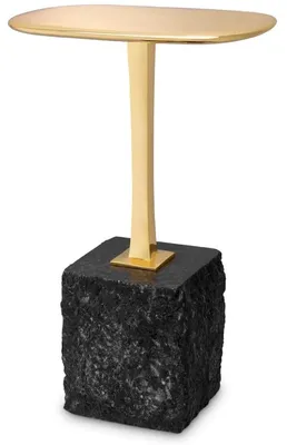 Immagine prodotto di Casa Padrino tavolino ottone/nero 35 x 25 x h. 54,5 cm - Tavolino in ottone con base in granito - Mobili - Mobili per il soggiorno - Arredamento - Arredamento per il soggiorno