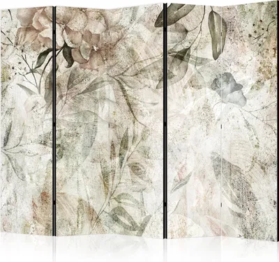 Produktbild von Neuheit! Dekorativer Paravent Raumteiler Trennwand Foto-Paravent Spanische Wand XXL  225x172 cm Blumen Blätter Retro Schatten b-C-10353-z-b