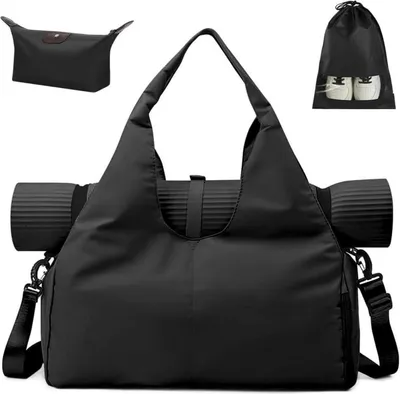 Produktbild von Sporttasche mit Schuhfach und Nassfach, wasserdicht, Yoga-Gym-Tasche, Schwarz