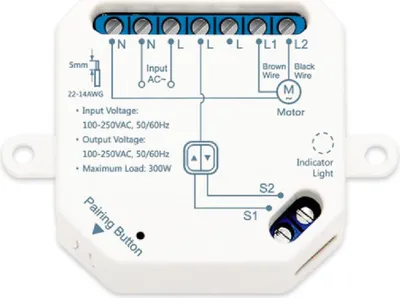 Produktbild von Weißer Jalousieschalter mit WiFi, App- und Sprachsteuerung, 2.2x6.7x4.7 cm