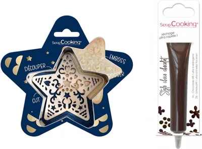Produktbild von Stern-Relief-Plätzchen-Set + Brauner Schokoladenstift