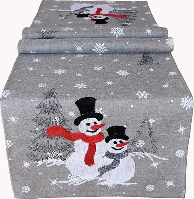 Productafbeelding van Tafelkleed met borduurwerk - sneeuwmannen, 85 x 85 cm