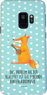 Produktbild von Mr. & Mrs. Panda Samsung Galaxy S9 Handyhülle Fuchs Gitarre - Türkis Pastell - Geschenk, Sänger, Cover, Hülle, Optimistisch, Handycover, Smartphone, Singen, Musik