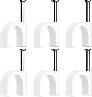 Kabelclips mit Stahlnägeln, 100 Stück, weiß, 10 mm