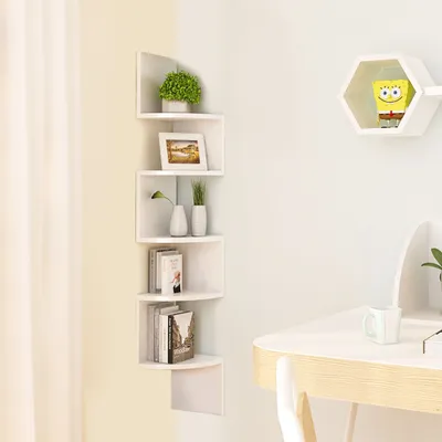 Produktbild von JEOBEST® Eckregal Hängeregal Wandregal Bücherregal Regal Design weiß 20x20x120cm