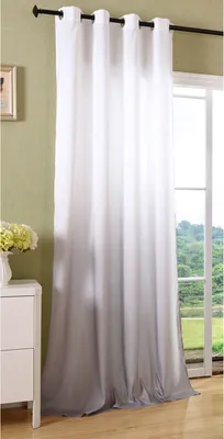 Produktbild von Vorhang blickdicht Farbverlauf Schal mit Ösen Gardine Microsatin Microfaser lichtdurchlässig, 245x140, Grau, 20425