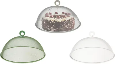 Produktbild von mucHome 3X Netz-Abdeckung Speisehauben für Lebensmittel aus Metall, Fliegenschutz Fliegenhaube Fliegenschirm für Lebensmittel, Essen, Obst, BBQ