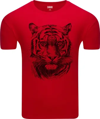 Immagine prodotto di T-shirt da uomo Diarbo con stampa di un disegno di una testa di tigre in rosso taglia XXL